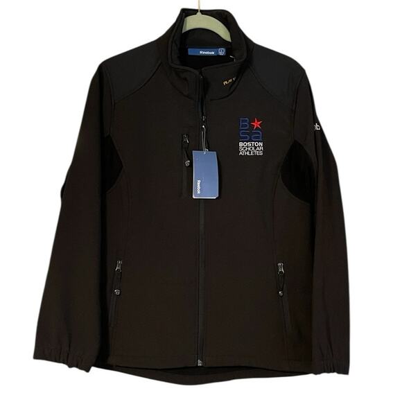 Reebok Womens NWT Size Large Black Softshell Jacket Fleece Lined Branded BSA - Picture 1 of 10